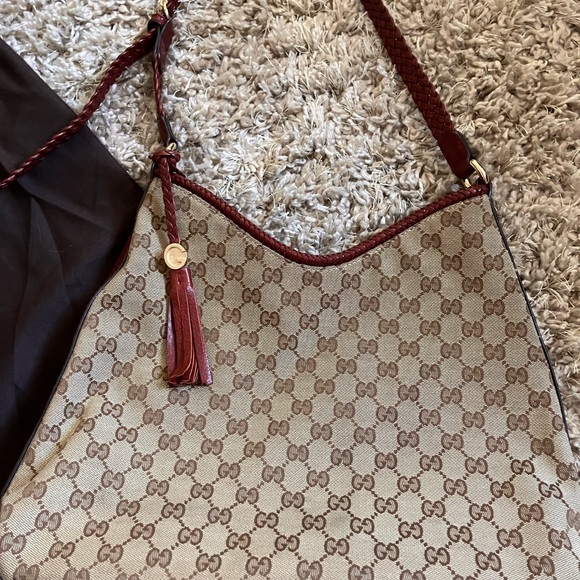 Gucci Burgundy GG Canvas Marrakech Hobo Purse - Picture 4 of 9